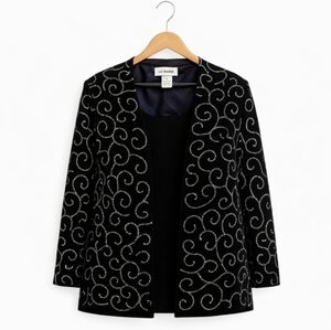 Liz Baker Navy Retro Glitter Vintage Opera Jacket Sz 14